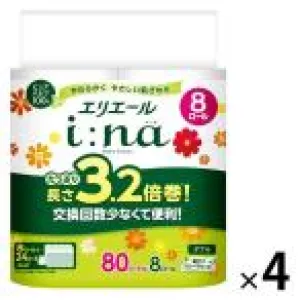 トイレットペーパー 8ロール ダブル 80m 3.2倍巻き エリエール イーナ 1セット（8ロール×4パック）大王製紙 の商品画像